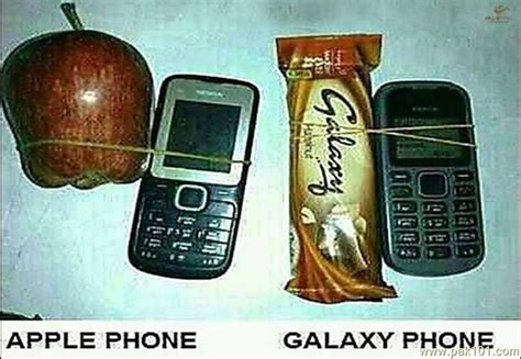 Funny Picture Apple And Galaxy Mobile Phone