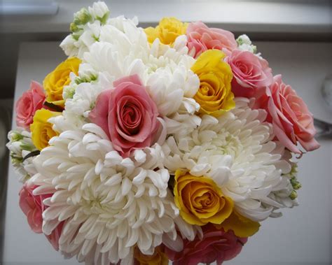 The Flower Girl Blog White Coral And Yellow Bridal Bouquet