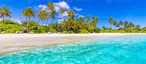 Panoramic Maldives Island Beach Tropical Landscape Summer Panorama