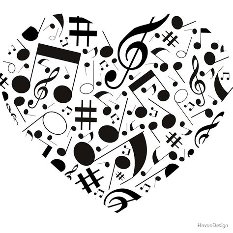 Black And White Music Notes Hearts By Havendesign Redbubble