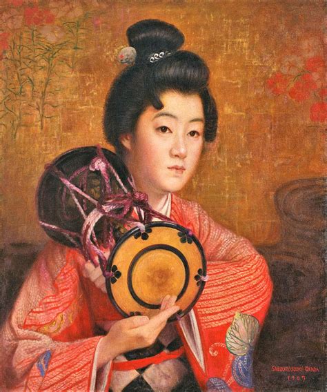 Top Quality Art Portrait Of A Lady Painting By Okada Saburosuke