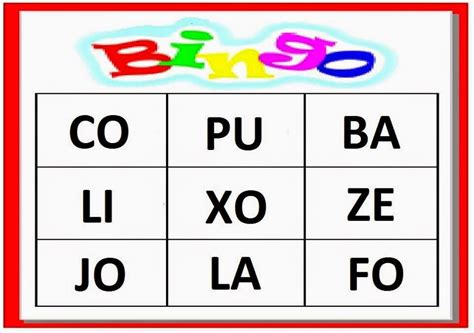 Kids Zone Bingo de Sílabas