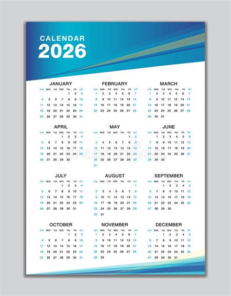 Calendar 2026 Template Vector Simple Minimal Design Planner 2026 Year