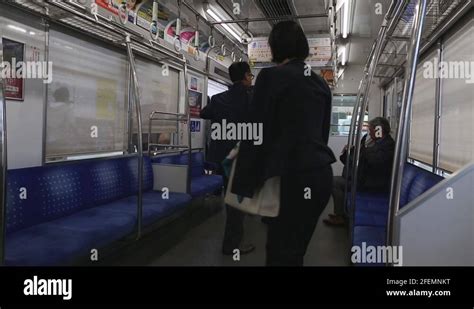 Tokyo Metro Train Is Approaching Full Underground Metro Train During Rush Hour Stock Video