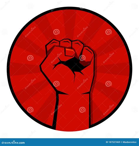 Raised Up Clenched Fist Drawn In Pop Art Retro Comic Style Cartoon