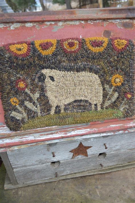 ☆plumrun creek☆ sheep rug sheep rug hooked rugs primitive rug hooking designs