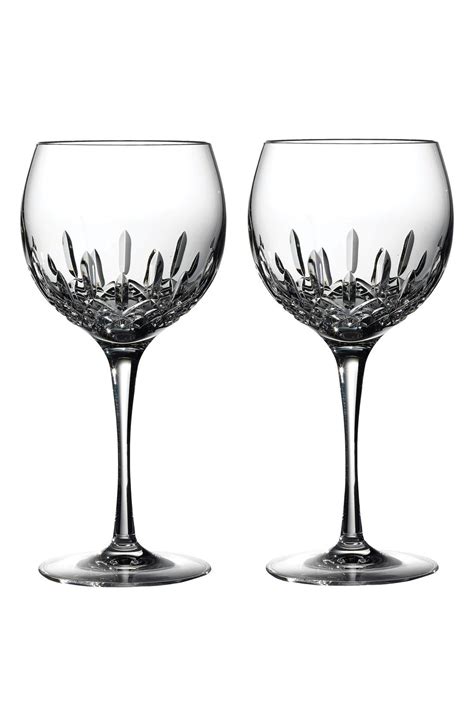 Waterford Lismore Essence Lead Crystal Balloon Wine Glasses Set Of 2 Waterford Lismore