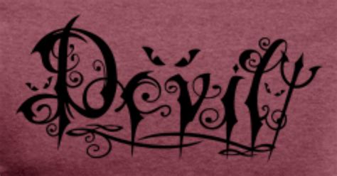 Devil Tattoo Lettering Logo With Pitchfork Mens Premium T Shirt