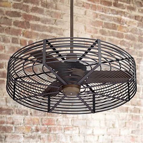 Suitable for indoor and covered outdoor. 32" Vintage Breeze Bronze - Black Cage Ceiling Fan ...