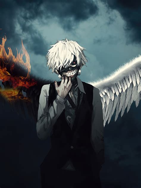 1440x1920 Ken Kaneki Fire Wings 1440x1920 Resolution Wallpaper Hd