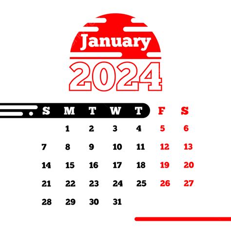 Gambar Kalender Januari 2024 Gaya Minimalis Vektor Kalender 2024
