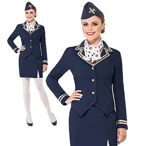 air hostess stewardess costume womens ladies cabin crew fancy dress outfit hat uk