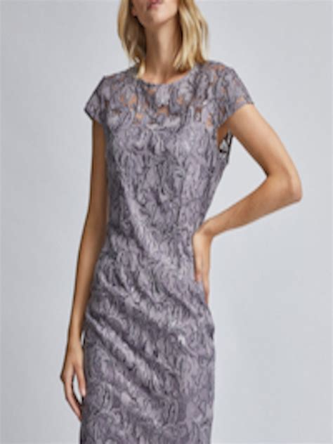 Buy Dorothy Perkins Women Grey Embroidered Net Sheath Dress Dresses For Women 11125814 Myntra