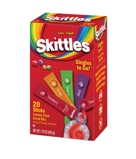 Skittles Singles To Go Zero Sugar Variety Pack 6x20 Pacific Candy