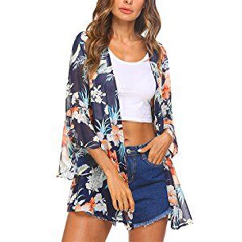 2019 Summer Floral Print Cardigan Bikini Cover Up Chiffon Swimwear Women Beach Dresses Swimsuit