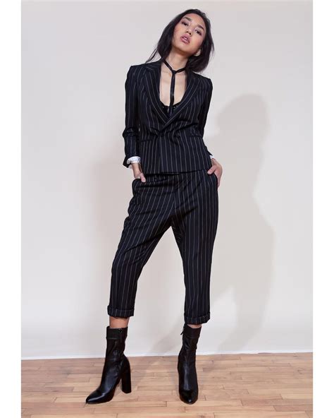There Is Nothing Sexier Than A Bold Pinstripe Suit Add A Bit Of Lace And Leather And You Are