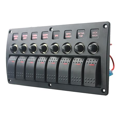 12v 24v Wasserdicht Rocker Switch Circuit Breaker Panel 12v 24v 8 Gang