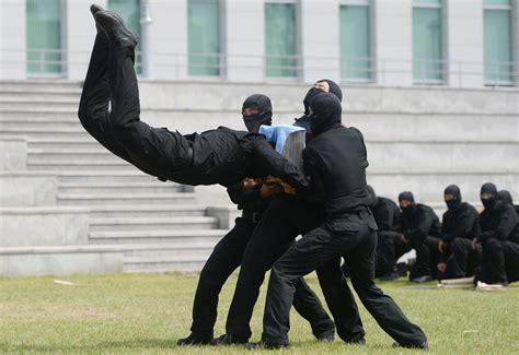 특공대원 손에 대리석이 와장창 특공무술 선보이는 경기북부 경찰특공대