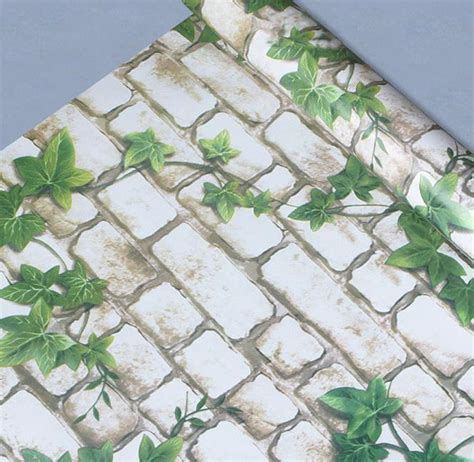 Green Boston Ivywhite Brick Prepasted Adhesive Contact Paper Wallpaper