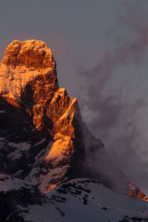 Matterhorn Cervino Summit At Sunset Stock Photo Image Of Face