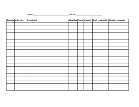 7 Best Images of Printable Blank Inventory Sheets Vending - Free