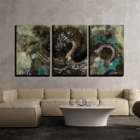 Wall26 3 Piece Canvas Wall Art Traditional Ink Painting Of A Fierce