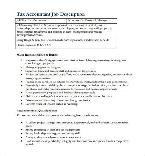Accountant Job Description Template 12 Free Word Pdf Format