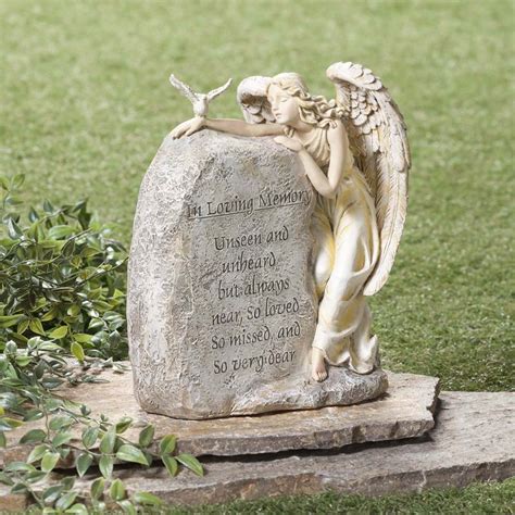 In Loving Memory Angel Garden Stone Resin Memorial Statue