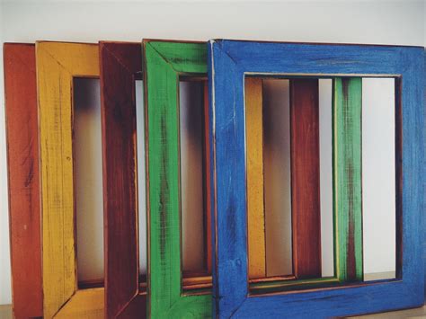 Hand Crafted Colorful Hand Painted Picture Frames Milk Paint On Red