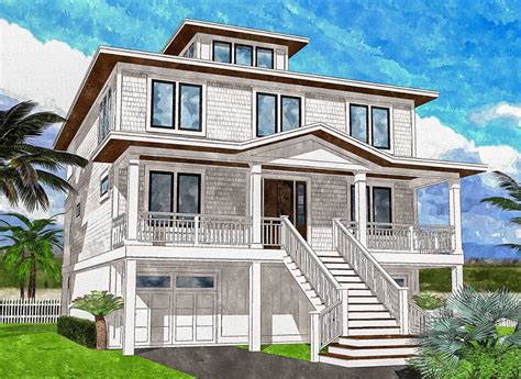 Plan 15222nc Upside Down Beach House With Third Floor Cupola In 2021