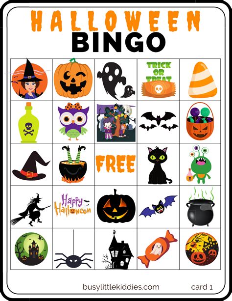 Halloween Bingo Free Printable With Pictures 4 Players Busy Little