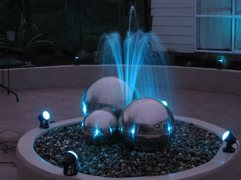 Led Lighting On A Backyard Water Feature Led Lights Waterfeature