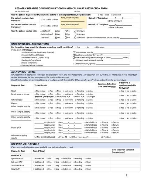 Illinois Pediatric Hepatitis Of Unknown Etiology Medical Chart
