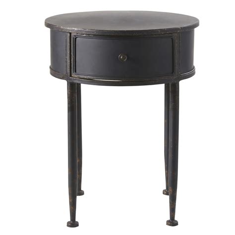 Check out our metal nightstand selection for the very best in unique or custom, handmade pieces from our furniture shops. Round Black Metal 1-Drawer Bedside Table in 2020 | Metal ...