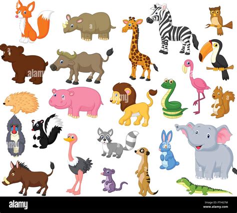 Colección De Dibujos Animados De Animales Salvajes Imagen Vector De
