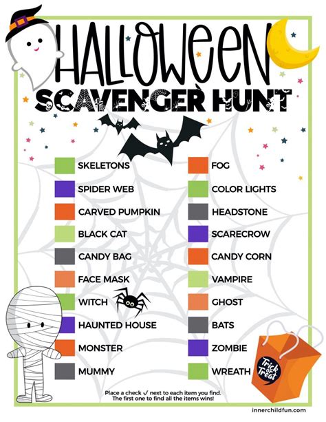 Printable Halloween Scavenger Hunt Inner Child Fun