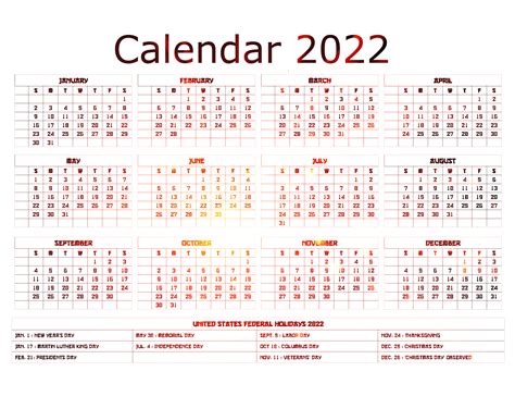 2022 Calendar Png Transparent