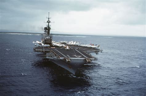 A Starboard Bow View Of The Aircraft Carrier Uss Midway Cv 41
