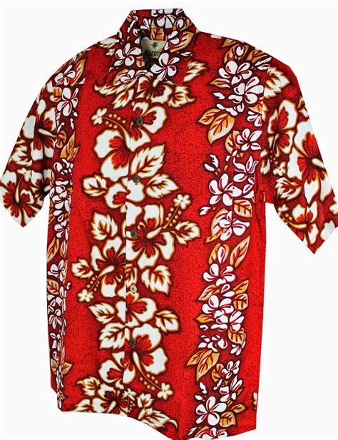 Childrens Hawaiian Shirt Hibiscus Red