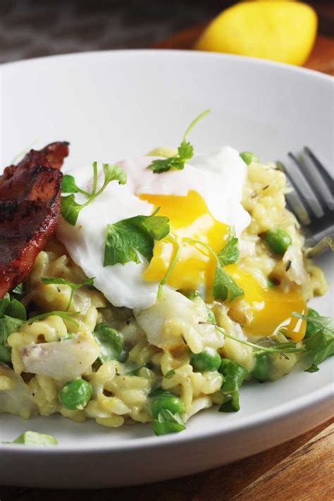 Smoked Fish Risotto With Bacon A Poached Egg Scrummy Lane