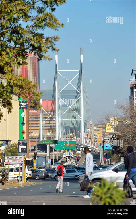 A View Of Nelson Mandela Bridge In Central Johannesburg Stock Photo Alamy