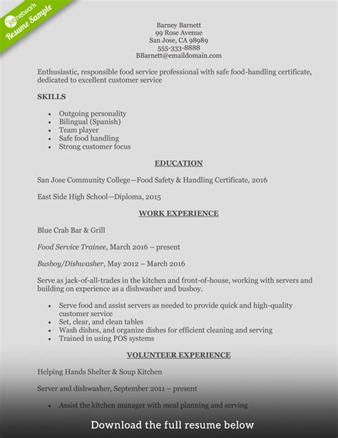 Use standard fonts and formatting, like the mechanical design engineer resume sample does, and be sure to match your phrasing and keywords to the job description whenever possible. Food Handler Resume Sample | louiesportsmouth.com