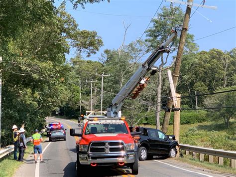 Driver Cited After Pickup Truck Severs Utility Pole The Marthas