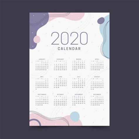 Año Nuevo 2020 Calendario Colores Pastel Free Vector Freepik