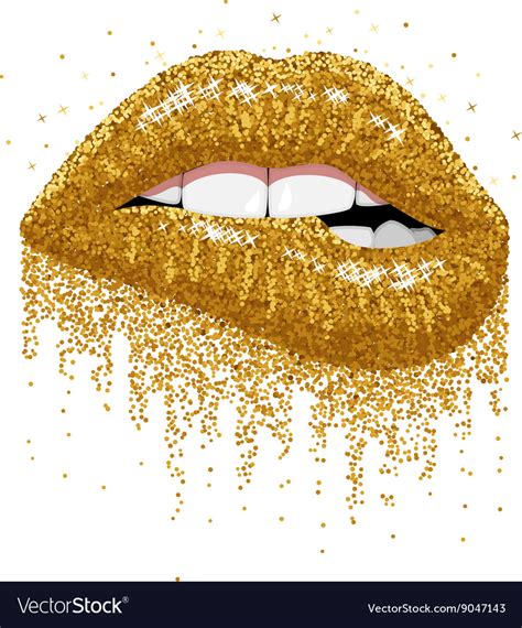 Gold Glitter Lips Wallpaper