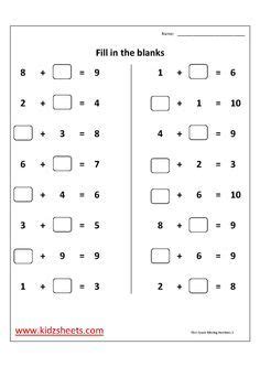 Free printable worksheets for first grade. algebra fill in the blank subtraction 1st grade - Google Search | First grade math worksheets ...