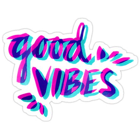 "Good Vibes – Magenta & Cyan" Stickers by Cat Coquillette | Redbubble png image