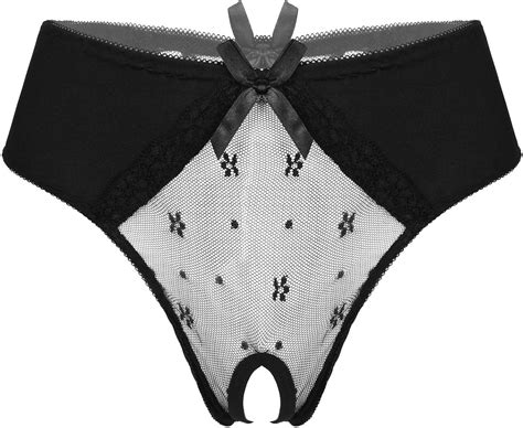 Dpois Womens Sexy Lingerie Cheeky Thongs See Through Crotchless G
