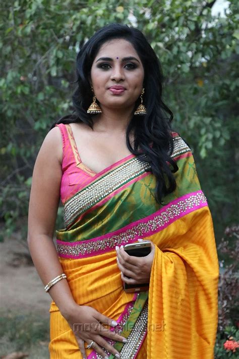 Actress Srushti Dange Stills In Yellow Silk Saree