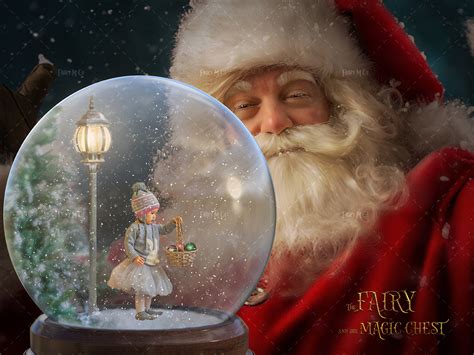 Christmas Digital Backdrop Santa Claus With Snow Globe Etsy Uk